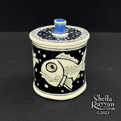 Jar with Lid - Decorative Fish Design