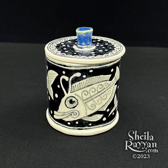 Jar with Lid - Decorative Fish Design