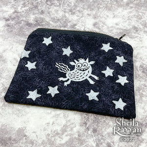 Block Printed Zipper Pouch - Monster and Stars