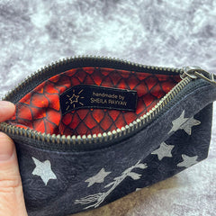 Block Printed Zipper Pouch - Monster and Stars