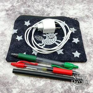 Block Printed Zipper Pouch - Monster and Stars