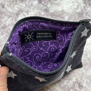 Block Printed Zipper Pouch - Monster and Stars
