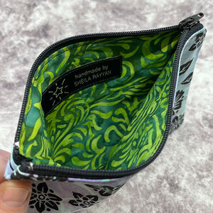 Block Printed Zipper Pouch - Monster and Flowers