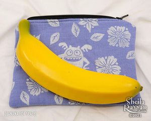 Block Printed Zipper Pouch - Monster in the Garden