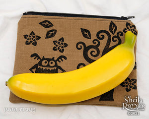 Block Printed Zipper Pouch - Monster in the Forest