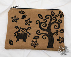 Block Printed Zipper Pouch - Monster in the Forest